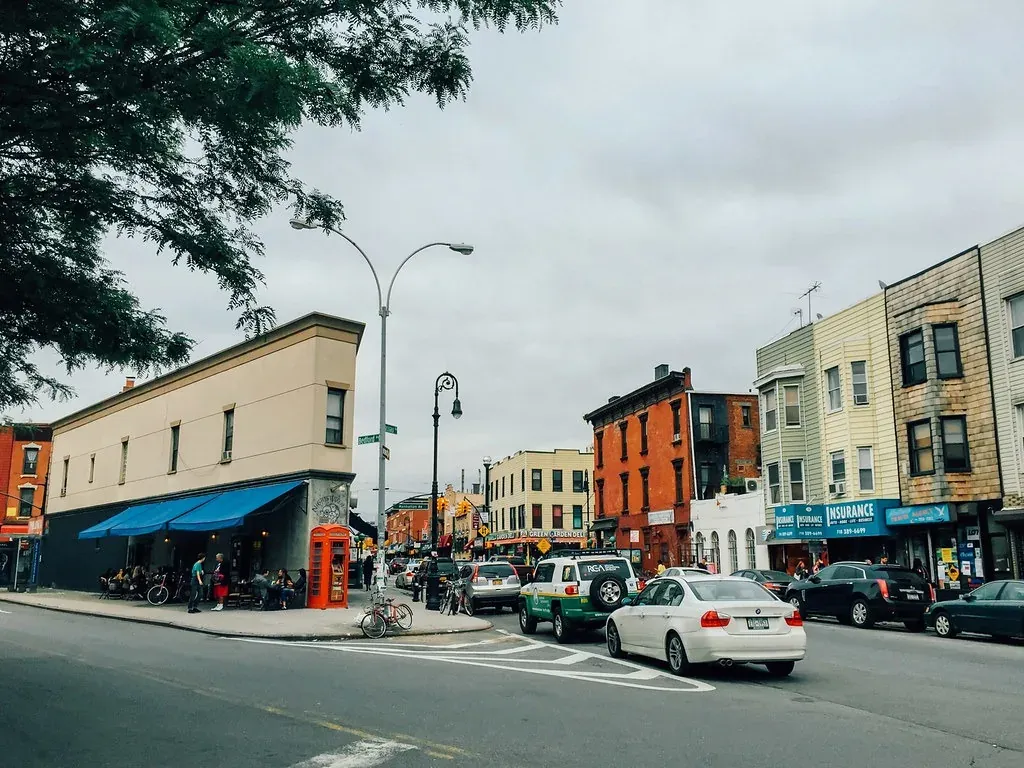 Independent storefronts along a neighborhood business street